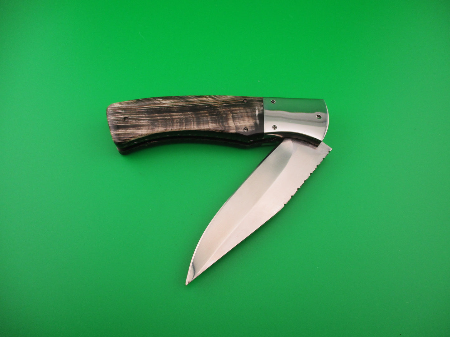 Custom 23cm Round flush button Saber clip blade w filework automatic knife #1 Afaaq