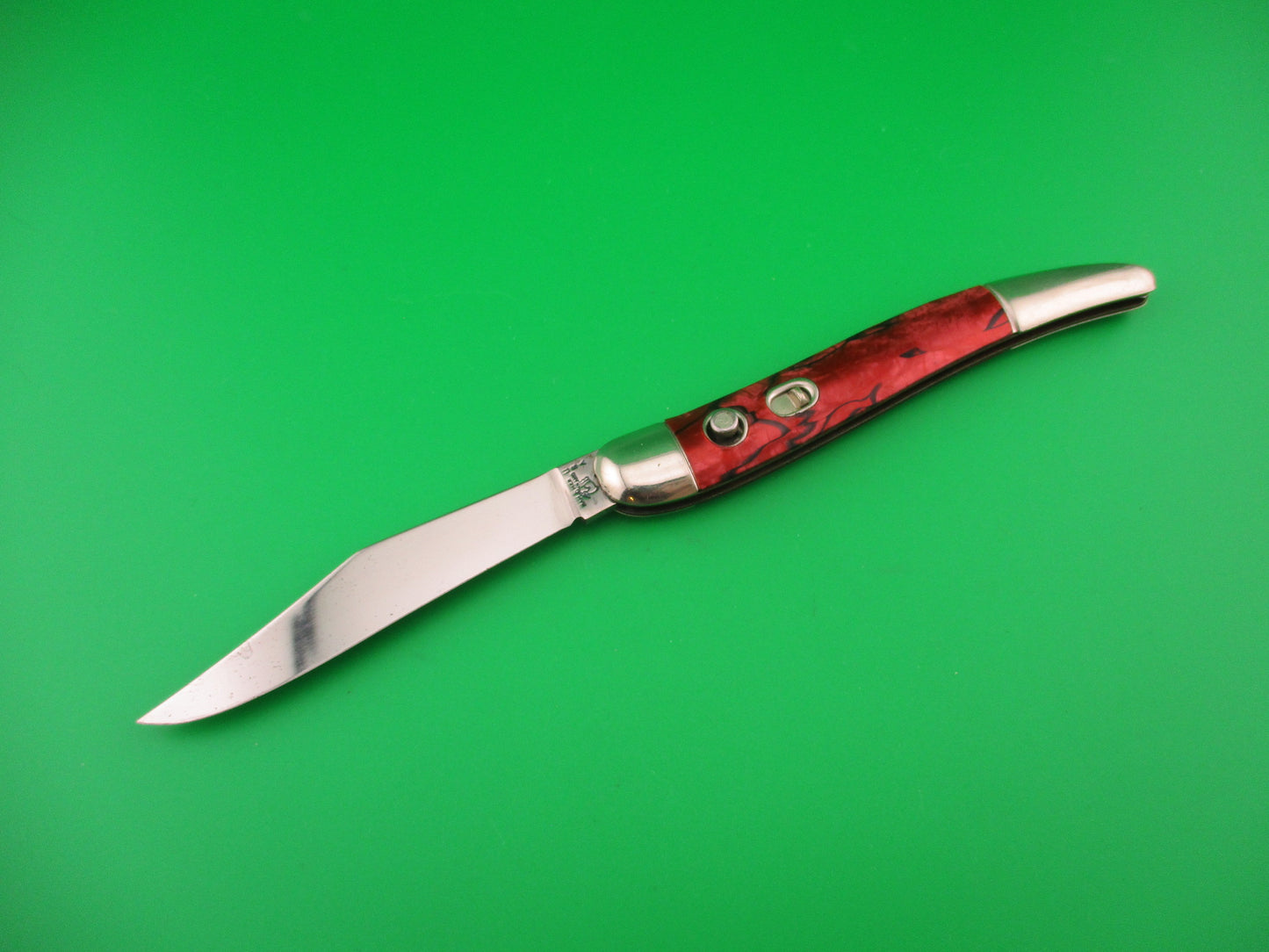 Hammer Brand Imperial Toothpick Red w Black streaks 1950s vintage switchblade knife
