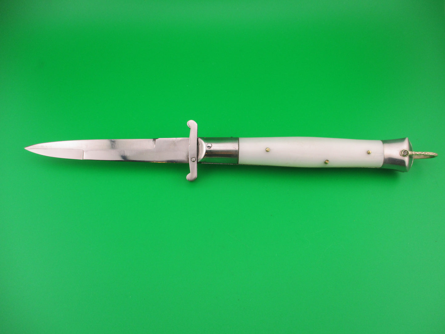STAINLESS STEEL 22cm Rizzuto style vintage White Swing Guard switchblade knife