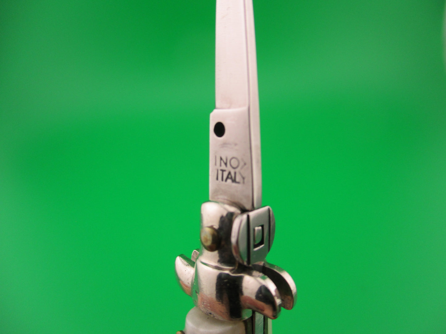 INOX ITALY 7cm Italian Mini Picklock 4 pin vintage automatic knife w Yellow tassel