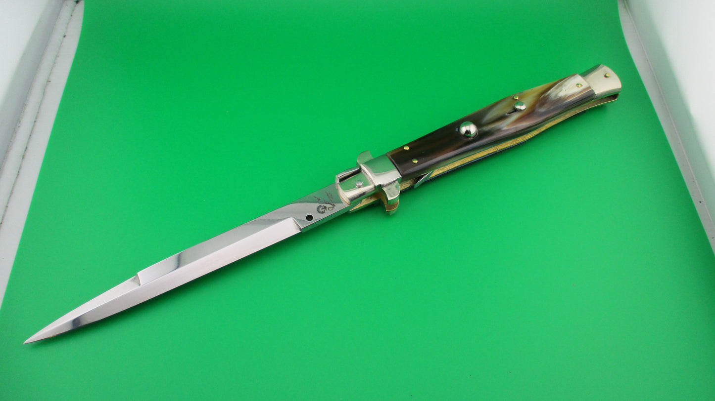 RENZO PASCOTTO Maniago Italy 35cm Italian Flatguard Picklock Wasp Brazilian horn switchblade knife