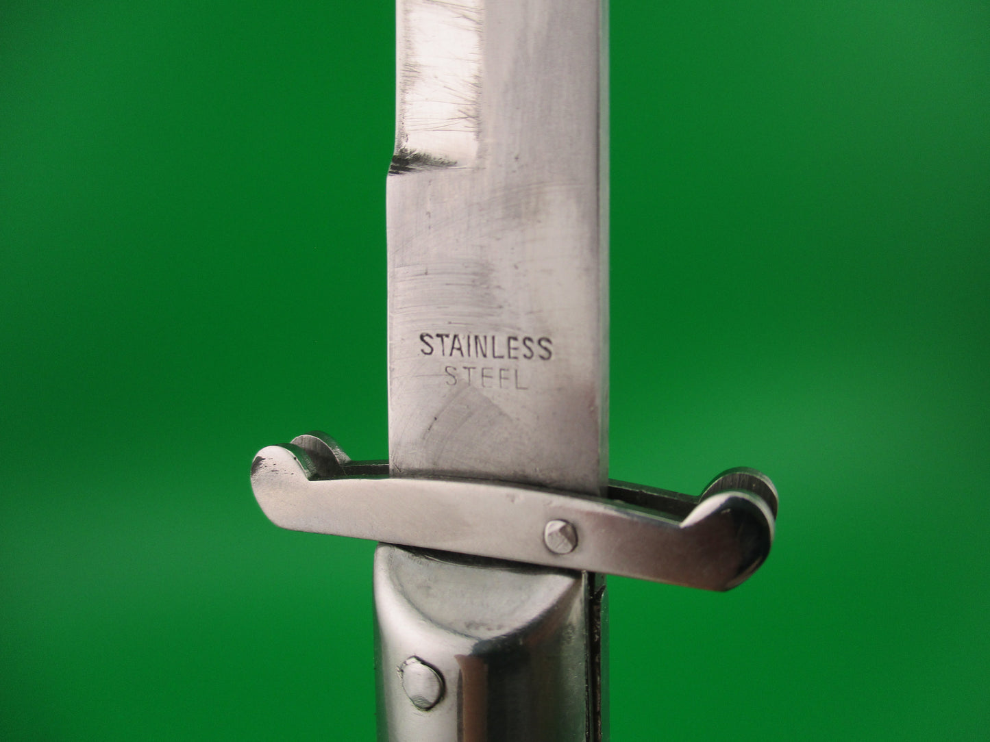 STAINLESS STEEL 22cm Rizzuto style vintage White Swing Guard switchblade knife