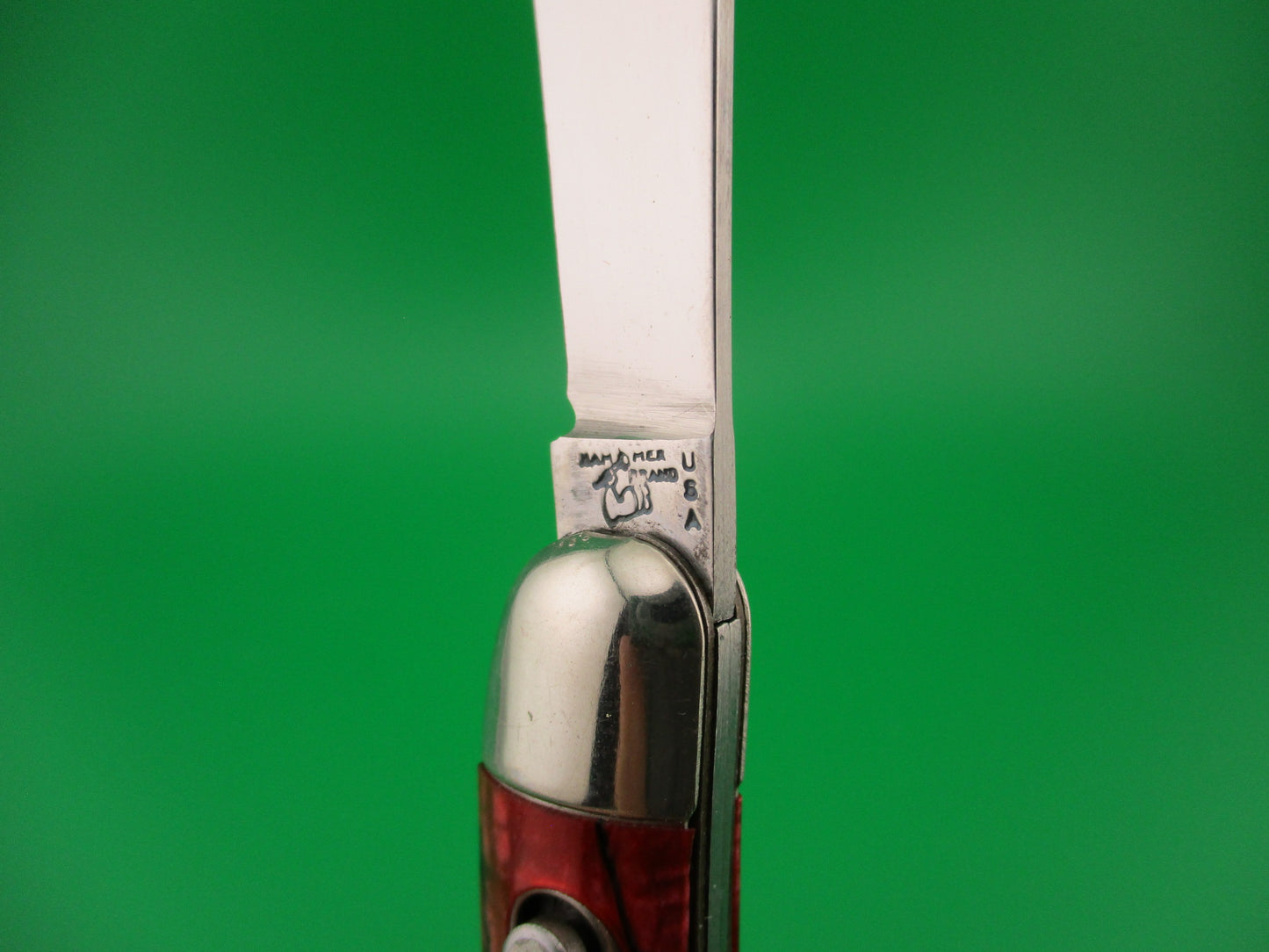 Hammer Brand Imperial Toothpick Red w Black streaks 1950s vintage switchblade knife