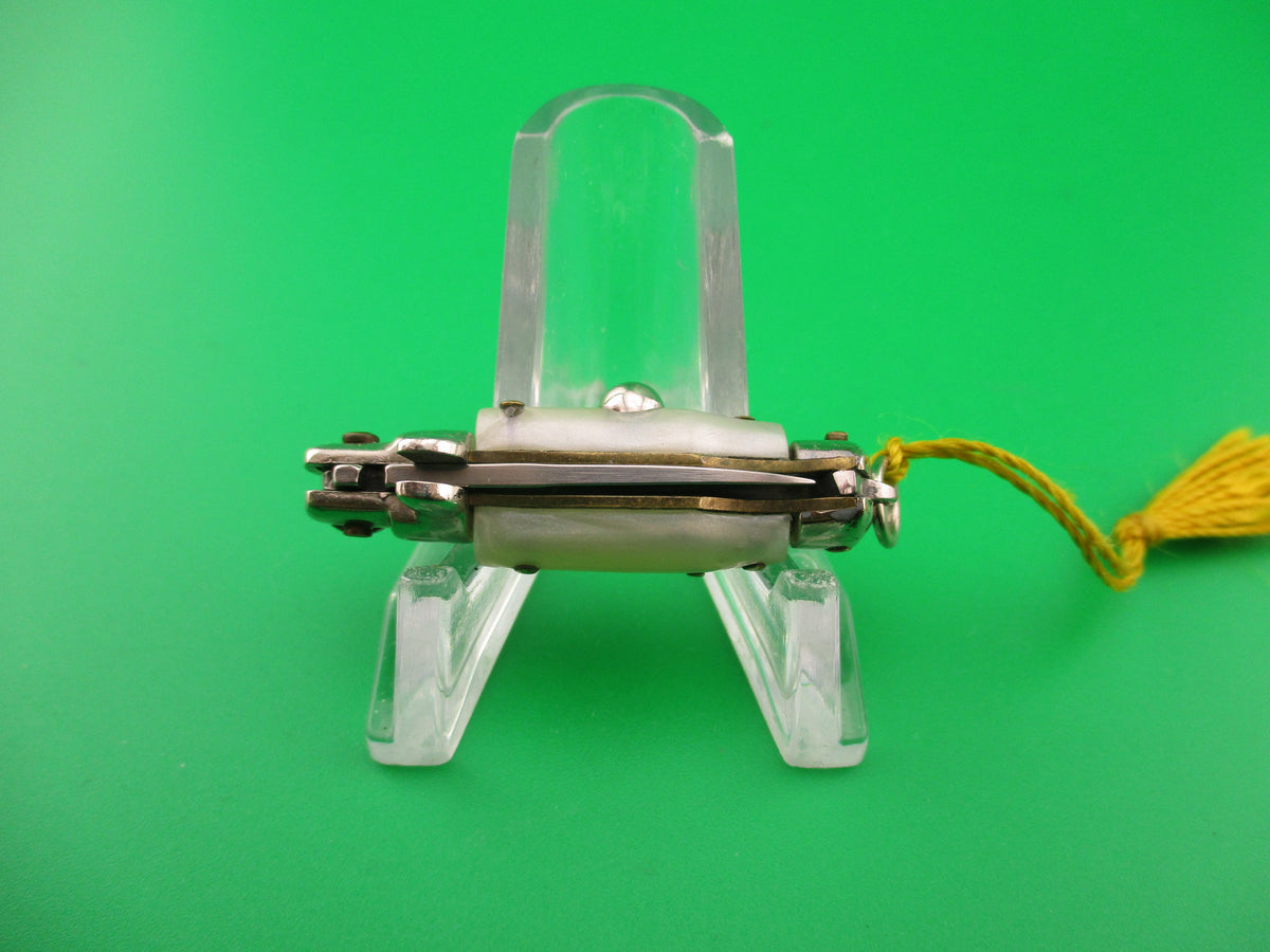 INOX ITALY 7cm Italian Mini Picklock 4 pin vintage automatic knife w Yellow tassel