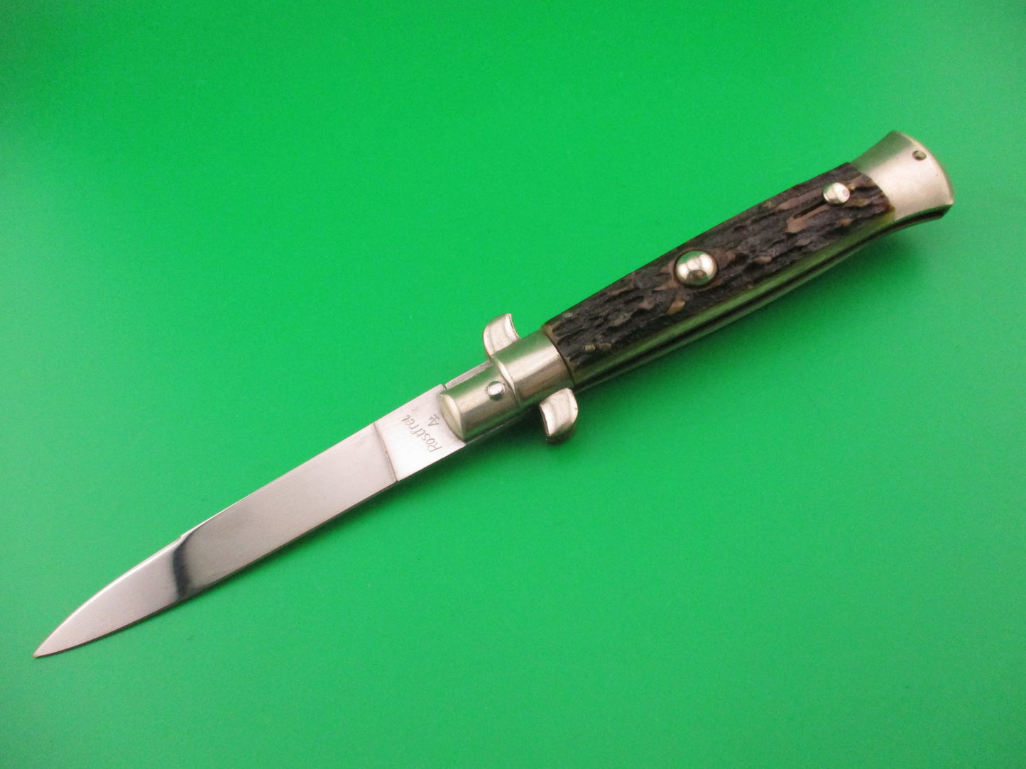 Rostfrei 4 (slant) 20cm Italian BoBc Stag vintage automatic knife