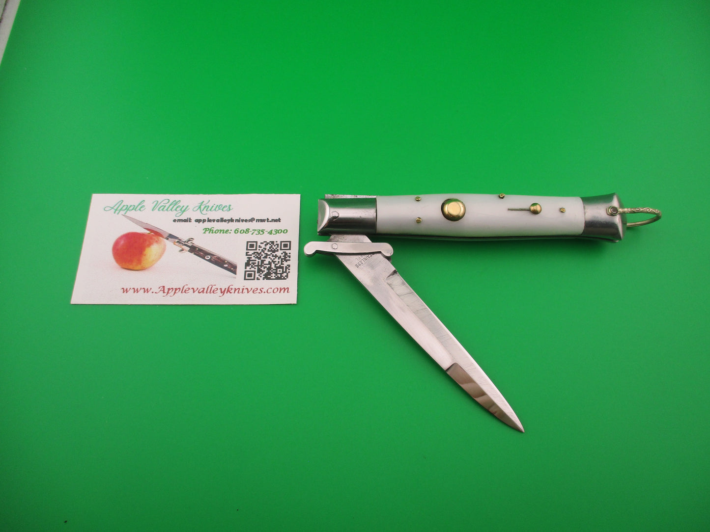 STAINLESS STEEL 22cm Rizzuto style vintage White Swing Guard switchblade knife