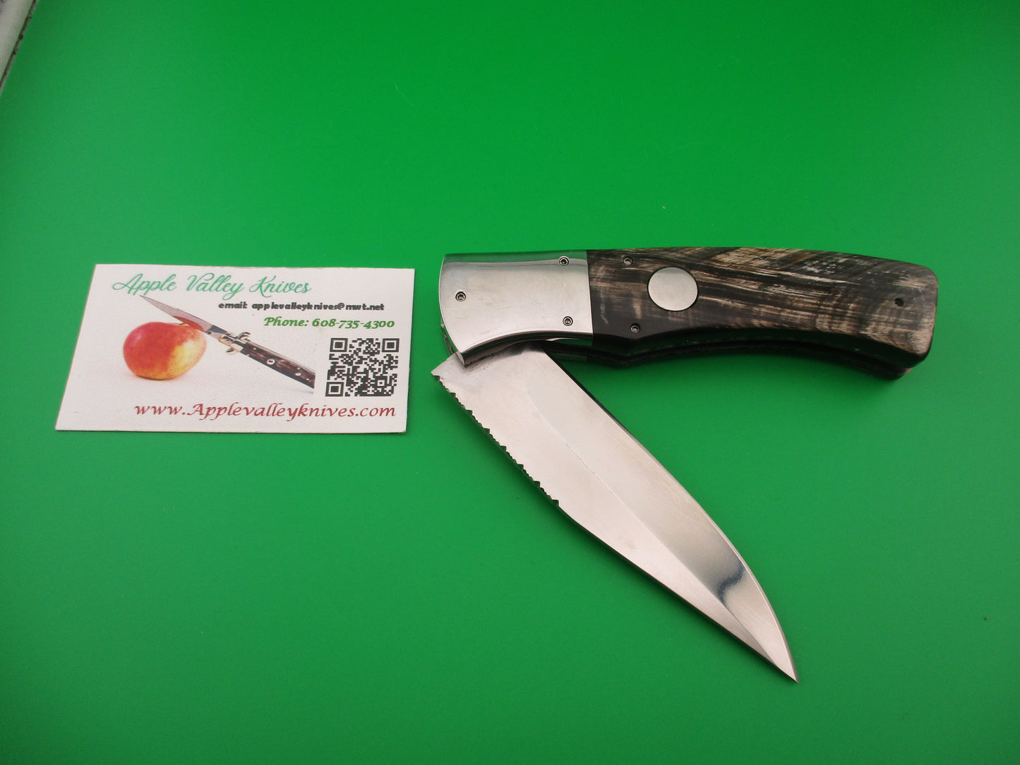 Custom 23cm Round flush button Saber clip blade w filework automatic knife #1 Afaaq