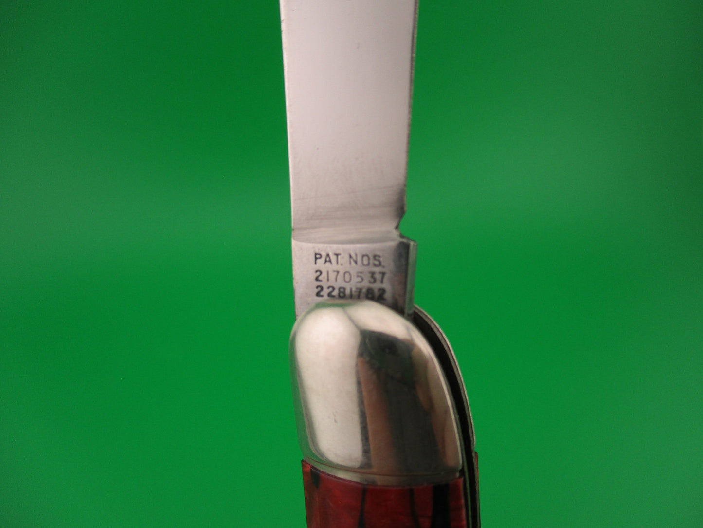 Hammer Brand Imperial Toothpick Red w Black streaks 1950s vintage switchblade knife