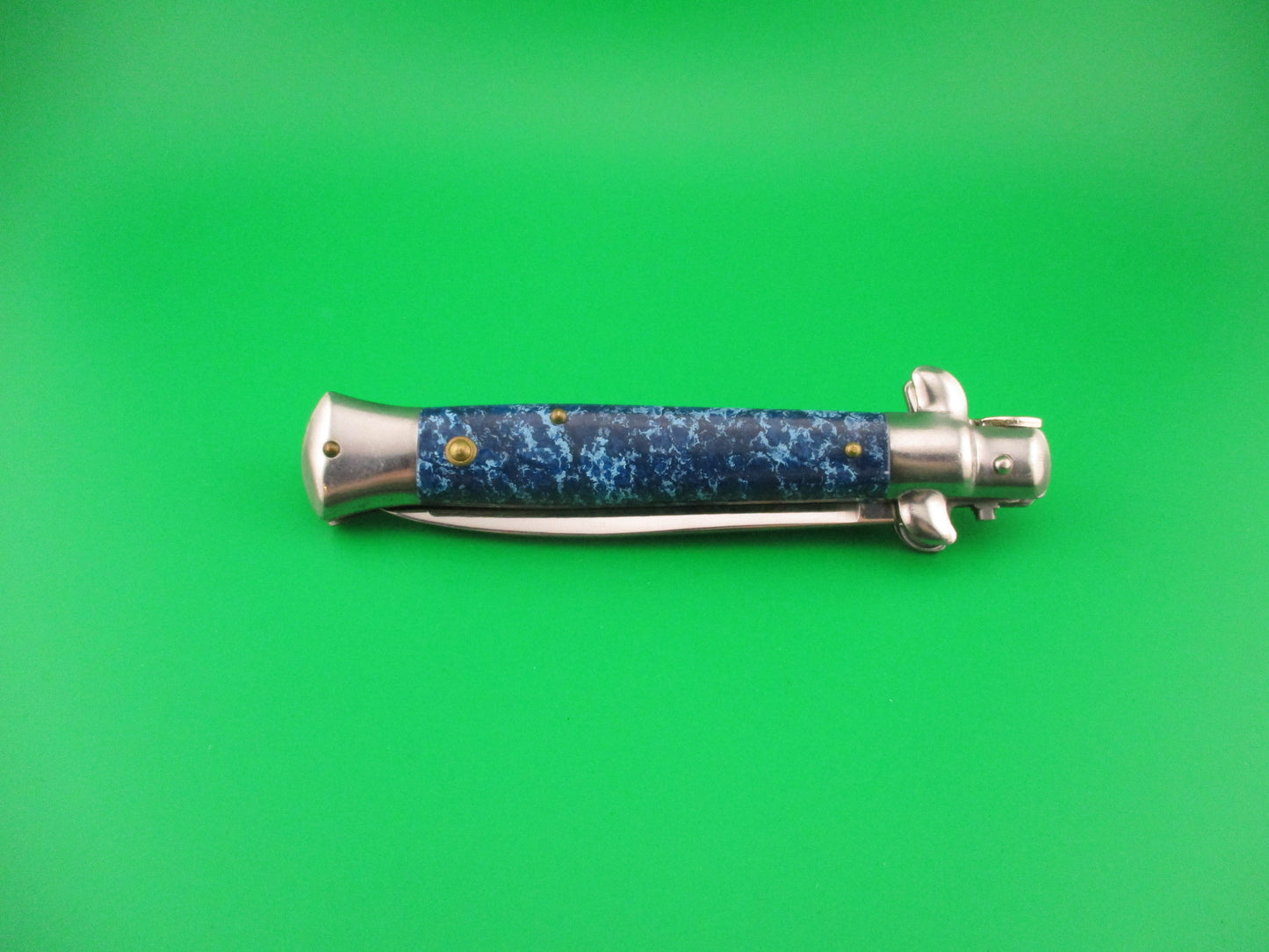 z 440 STAINLESS MILANO 22cm Italian style Harley Davidson Stiletto Blue automatic knife