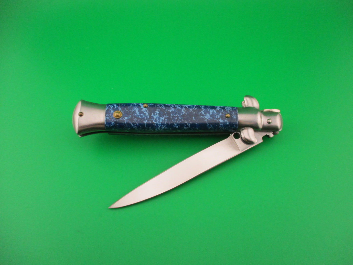 z 440 STAINLESS MILANO 22cm Italian style Harley Davidson Stiletto Blue automatic knife