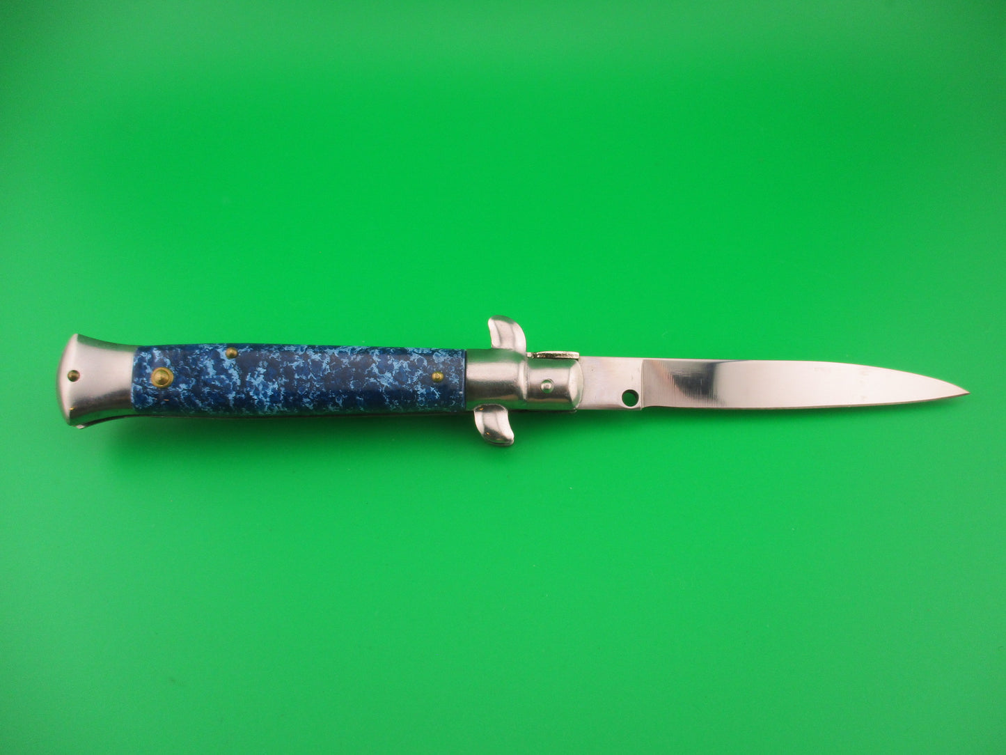 z 440 STAINLESS MILANO 22cm Italian style Harley Davidson Stiletto Blue automatic knife