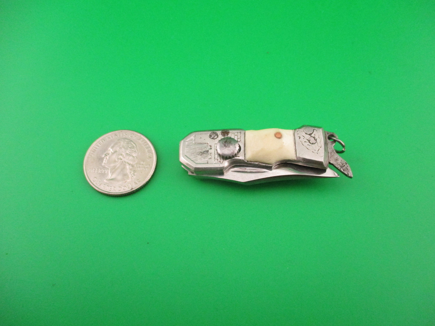 Tiny USA 9cm Russian RPK Sliding button Vintage automatic knife