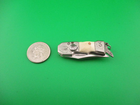 Tiny USA 9cm Russian RPK Sliding button Vintage automatic knife