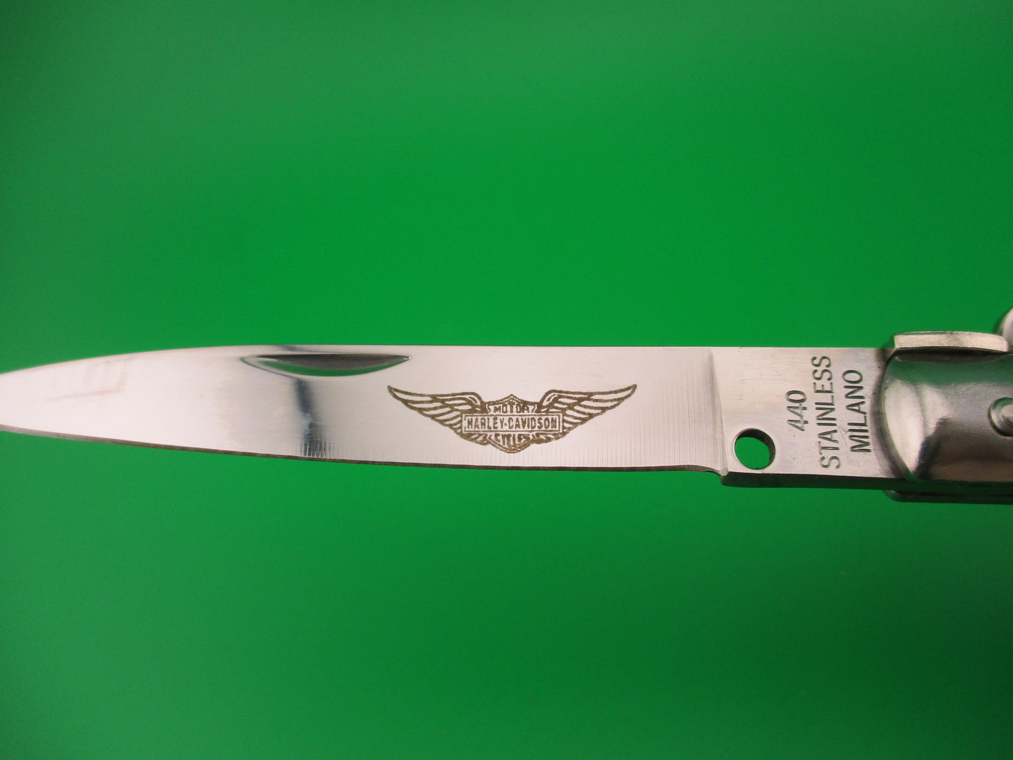 z 440 STAINLESS MILANO 22cm Italian style Harley Davidson Stiletto Blue automatic knife