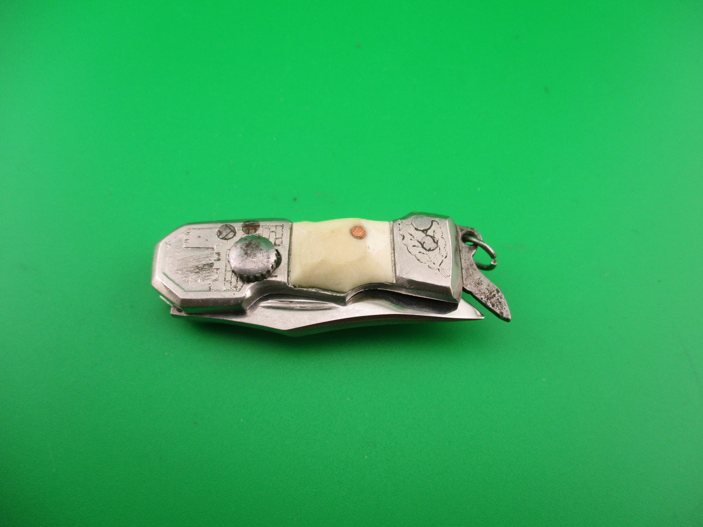 Tiny USA 9cm Russian RPK Sliding button Vintage automatic knife