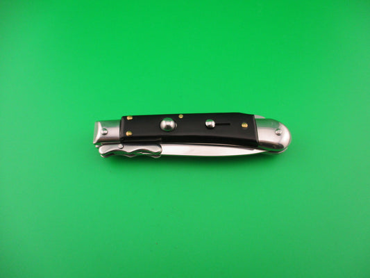 AKC World 19cm Italian Medici Black horn Swing guard automatic knife new in box