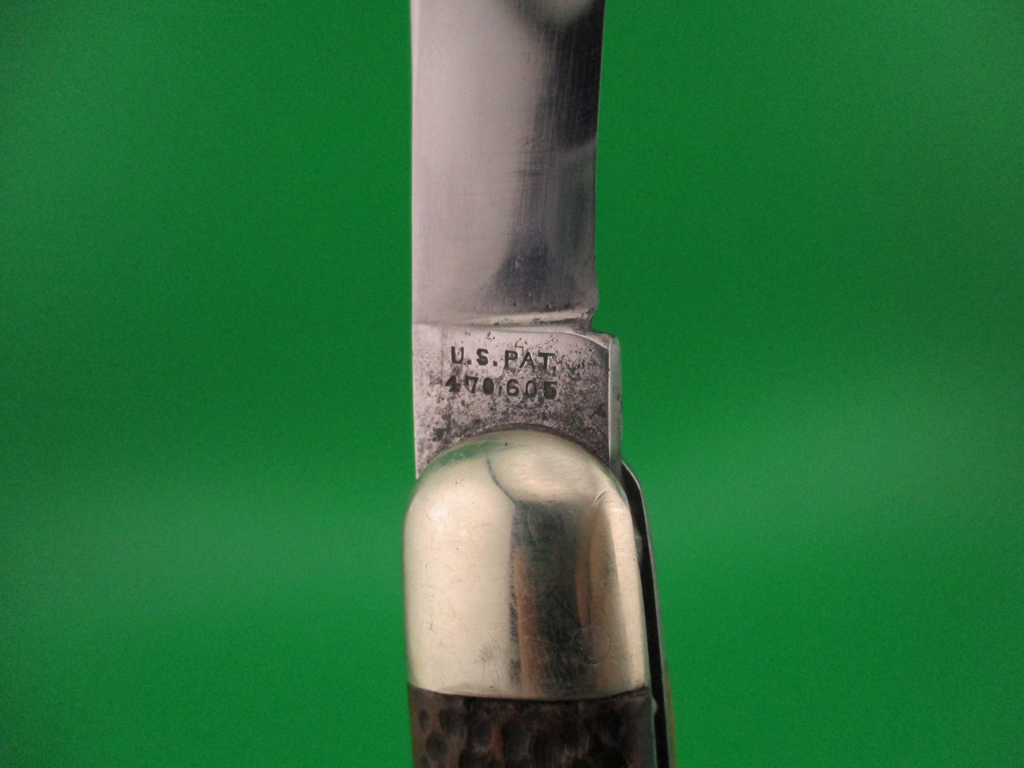 Press Button Knife Co #1000 INVINCIBLE antique bone handled switchblade knife