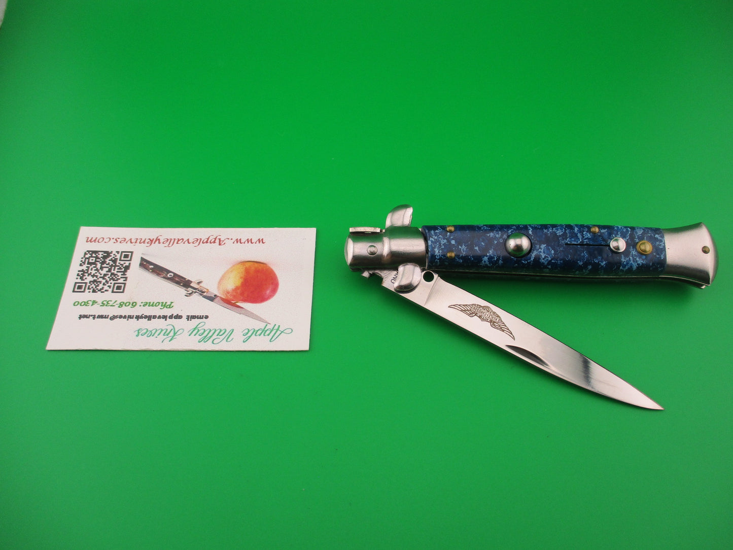 z 440 STAINLESS MILANO 22cm Italian style Harley Davidson Stiletto Blue automatic knife