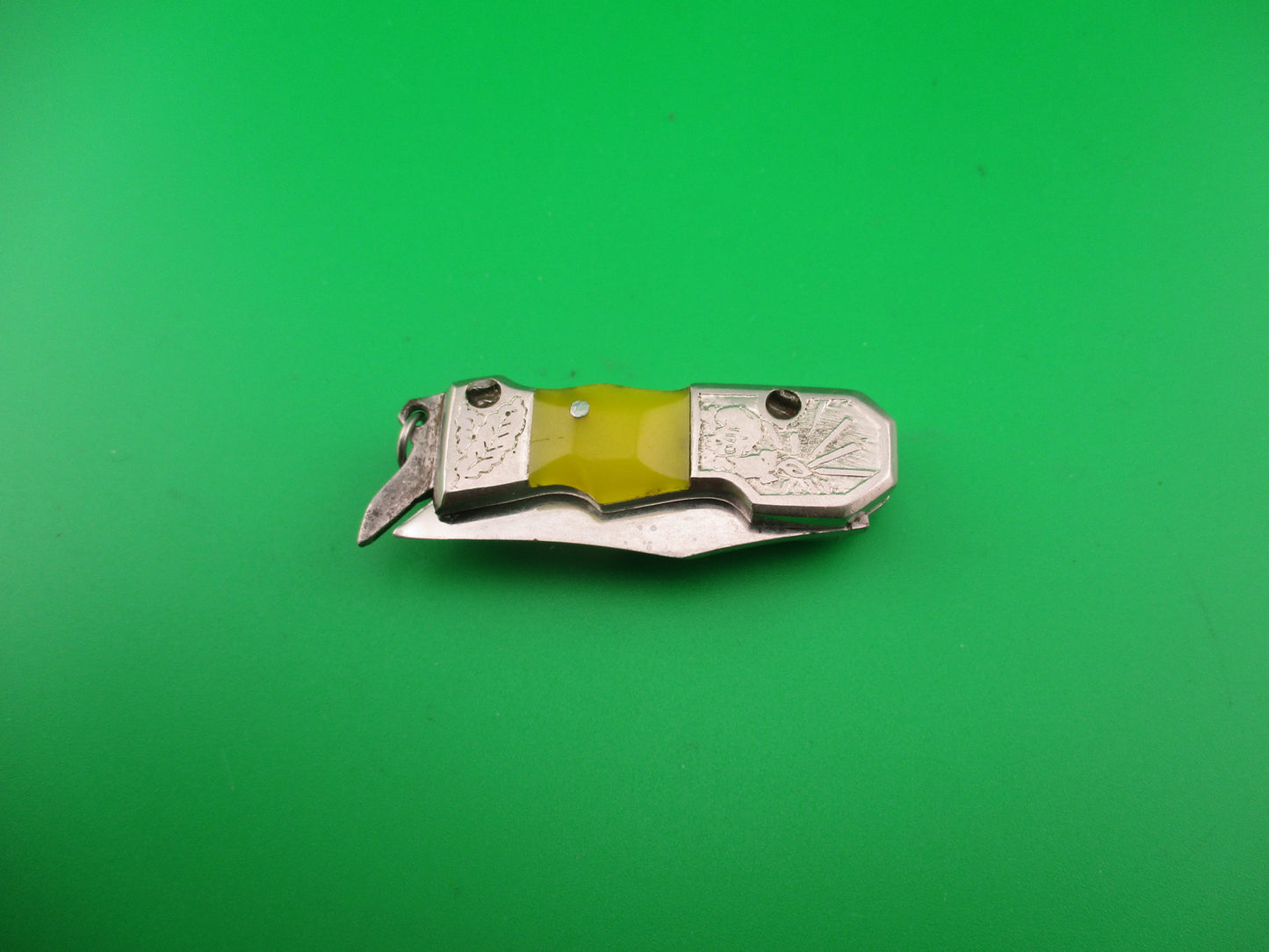 Tiny USA 9cm Russian RPK Sliding button Vintage automatic knife