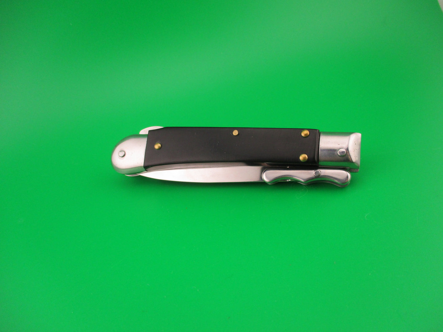 AKC World 19cm Italian Style Medici Black horn Swing guard automatic knife new in box