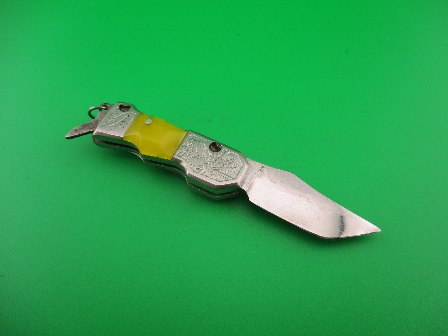 Tiny USA 9cm Russian RPK Sliding button Vintage automatic knife