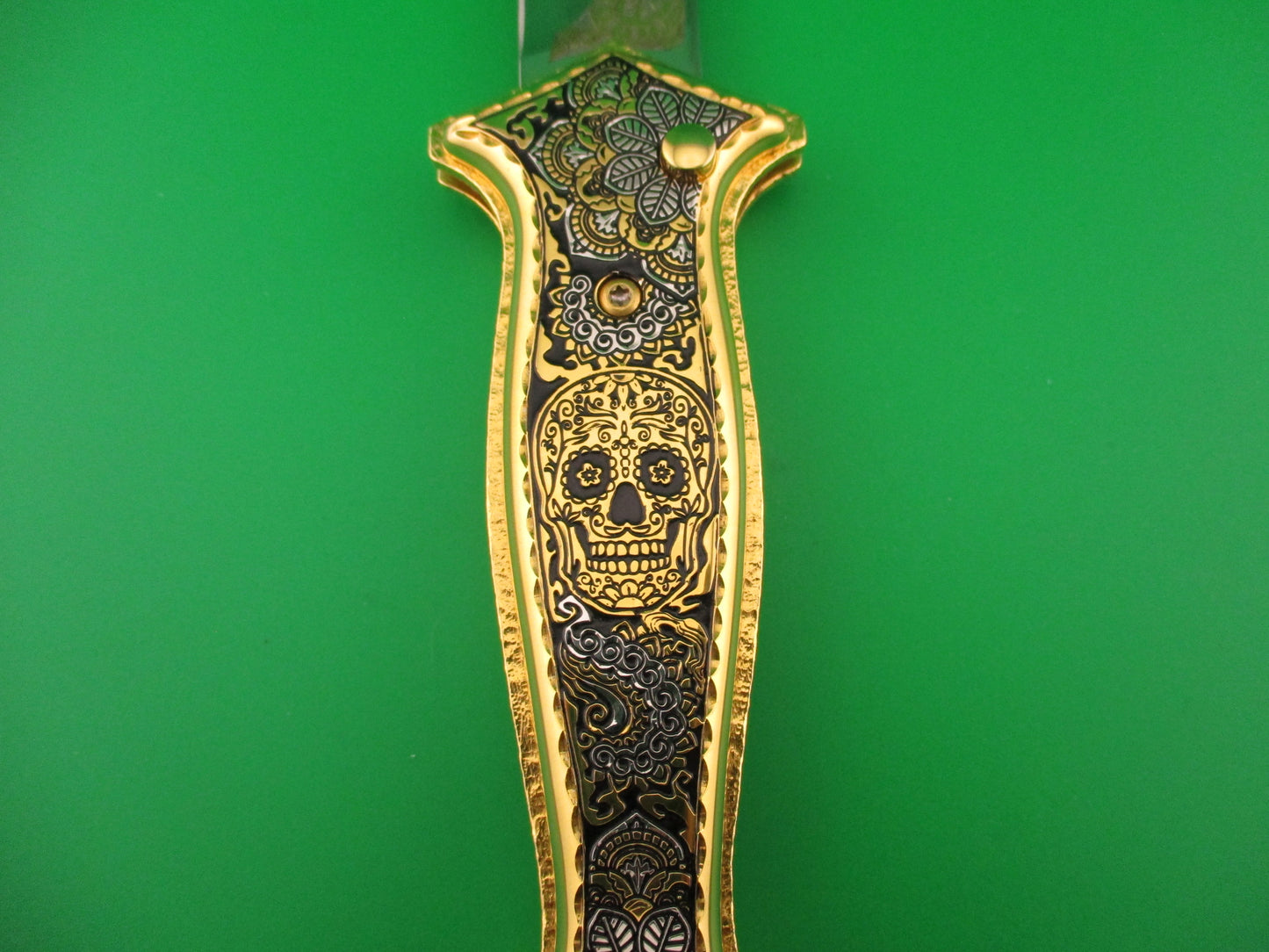 AGA CAMPOLIN GOLD AURY 1 of 20 Dia de la Muertos automatic knife