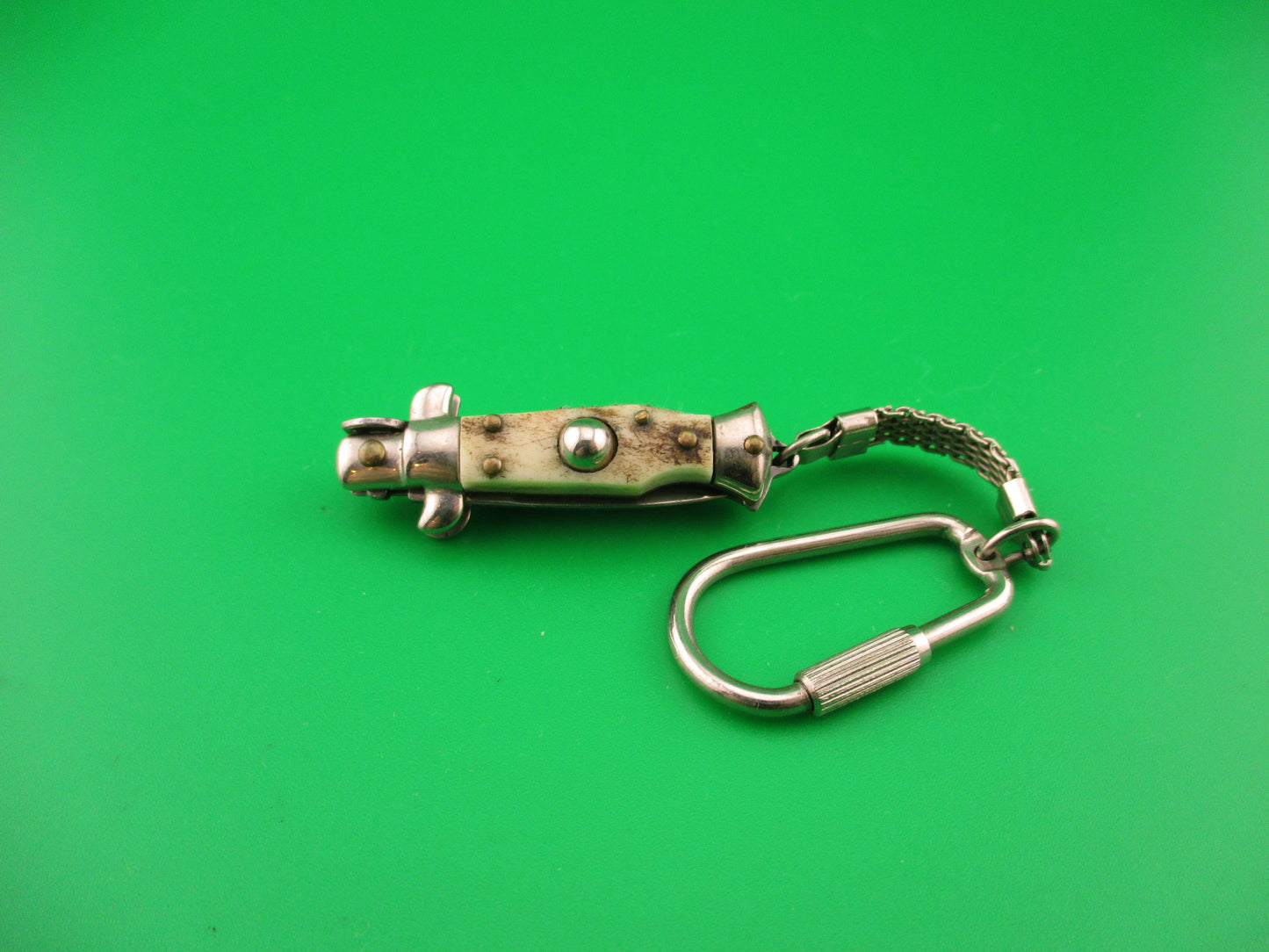 INOX 7cm Italian Mini Picklock Stag 4 pin vintage automatic keychain knife
