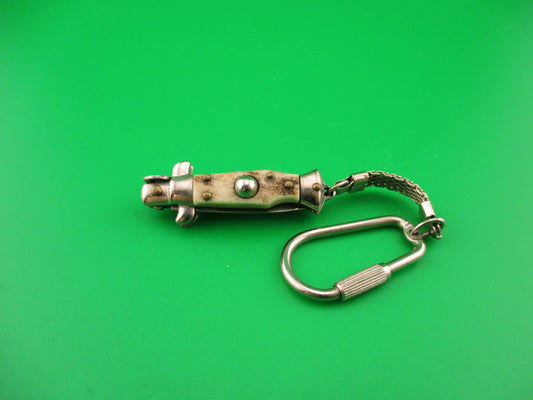 INOX 7cm Italian Mini Picklock Stag 4 pin vintage automatic keychain knife