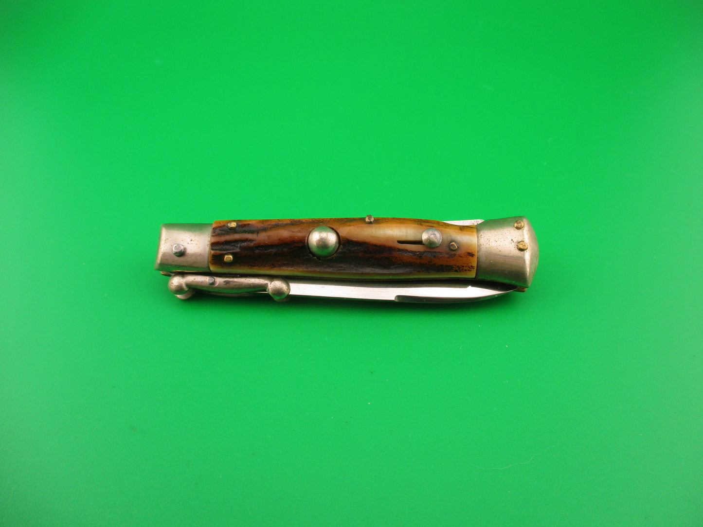 Inox PATENT 16cm Italian Swing Guard Stag 1960s vintage automatic knife