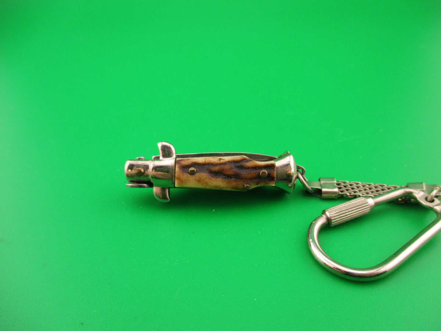 INOX 7cm Italian Mini Picklock Stag 4 pin vintage automatic keychain knife