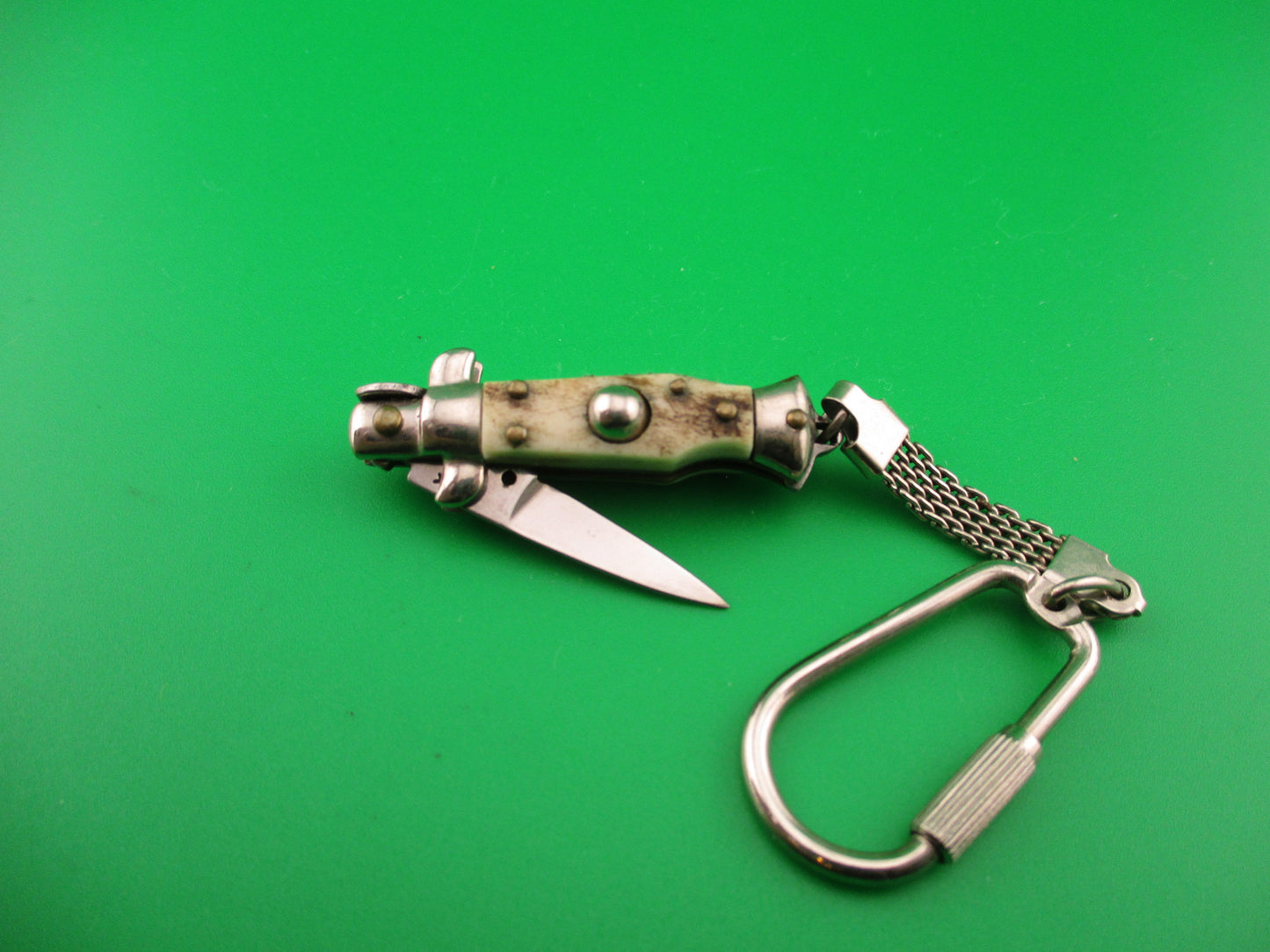 INOX 7cm Italian Mini Picklock Stag 4 pin vintage automatic keychain knife