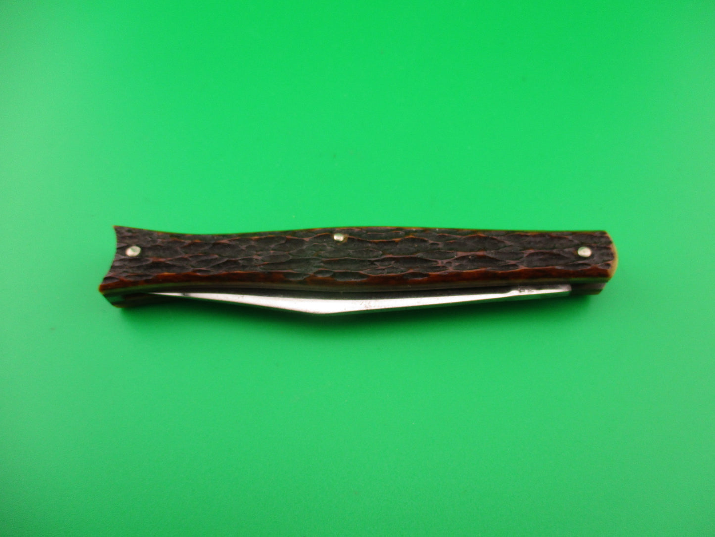 PRESTO Fishtail Jigged bone vintage 1940s automatic knife #6000S EXTRA NICE