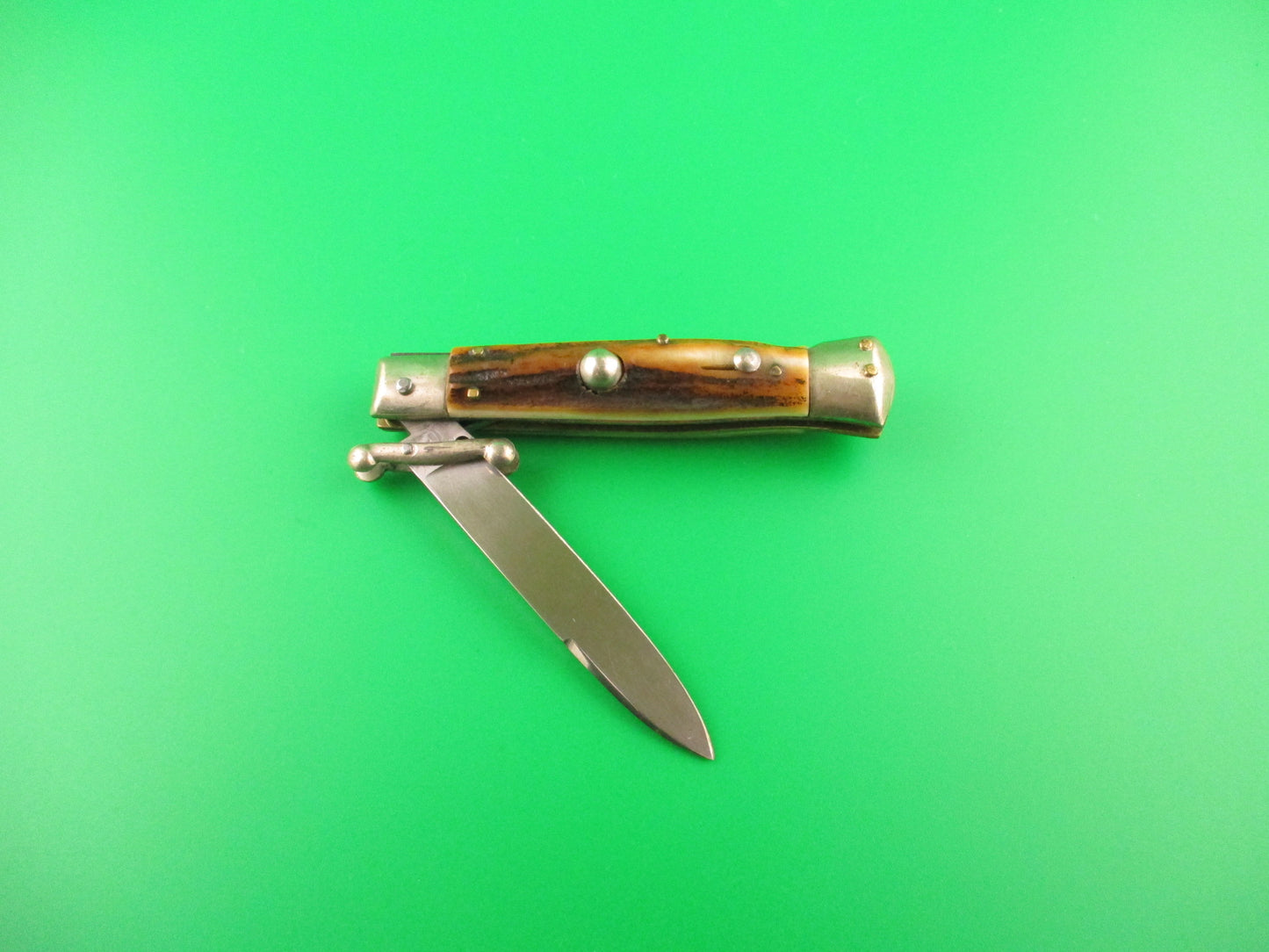 Inox PATENT 16cm Italian Swing Guard Stag 1960s vintage automatic knife