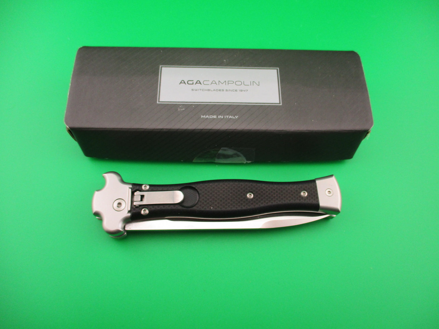 AGA CAMPOLIN ZERO 22cm Italian Inverted leverlock black automatic knife