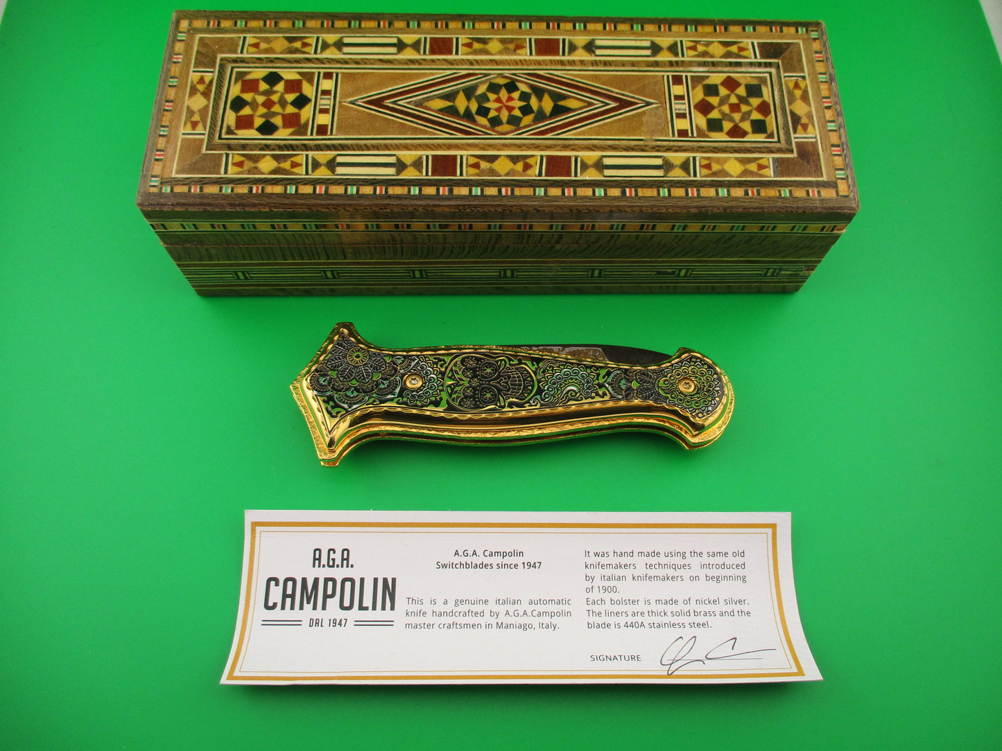 AGA CAMPOLIN GOLD AURY 1 of 20 Dia de la Muertos automatic knife