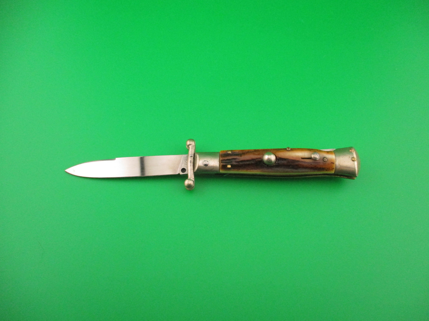 Inox PATENT 16cm Italian Swing Guard Stag 1960s vintage automatic knife