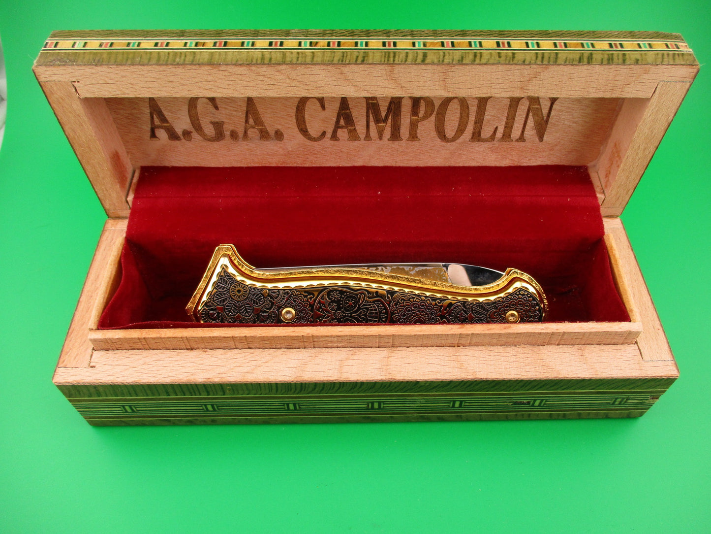 AGA CAMPOLIN GOLD AURY 1 of 20 Dia de la Muertos automatic knife