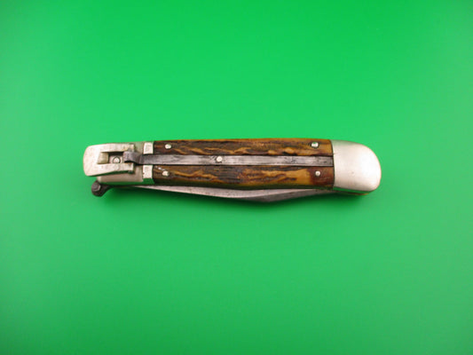 KA-BAR Lever Stag transitional 1930s vintage switchblade knife