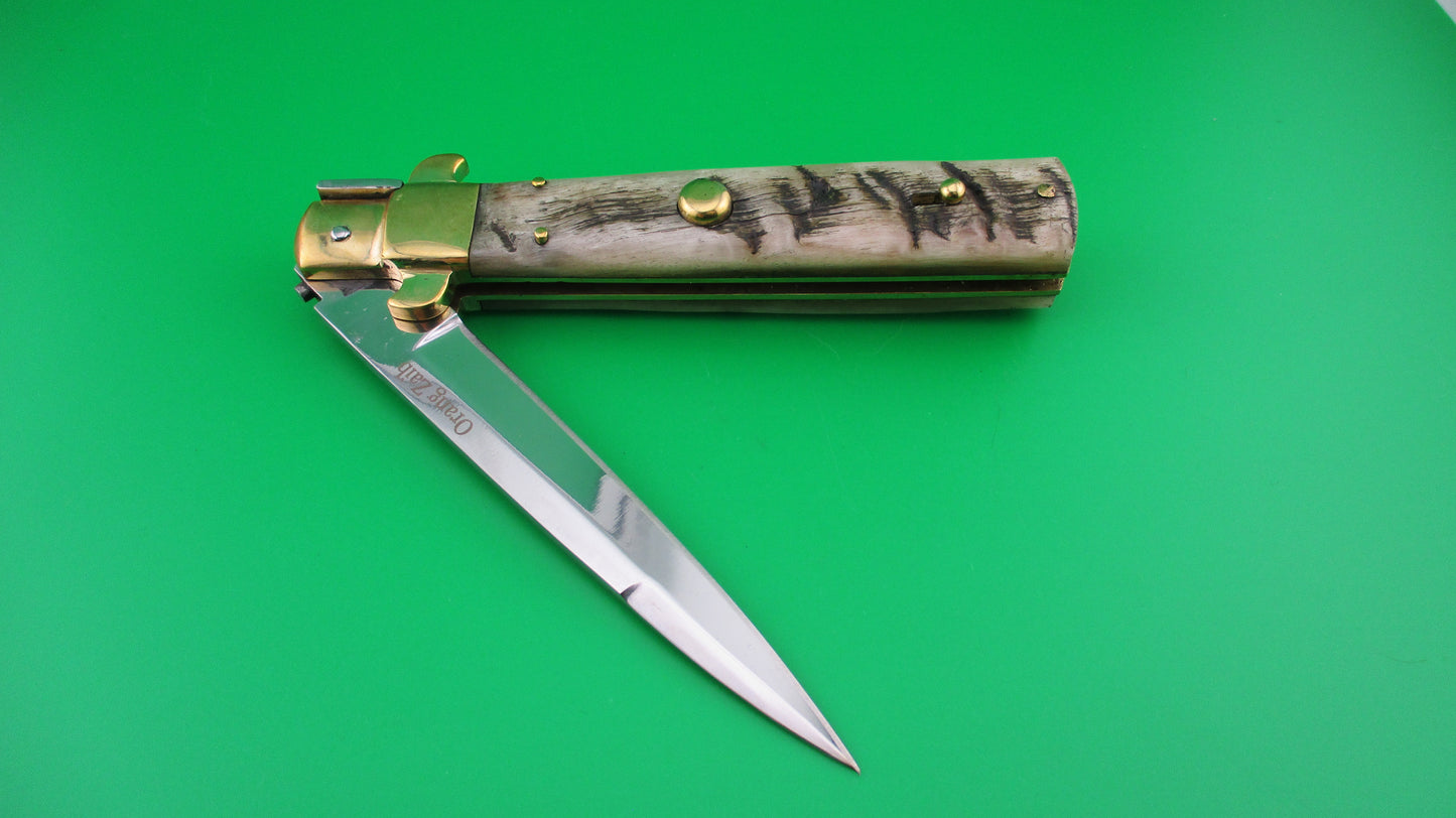 Custom Frosolone Style Rams Horn 25cm Picklock Automatic knife by Orang Zaib