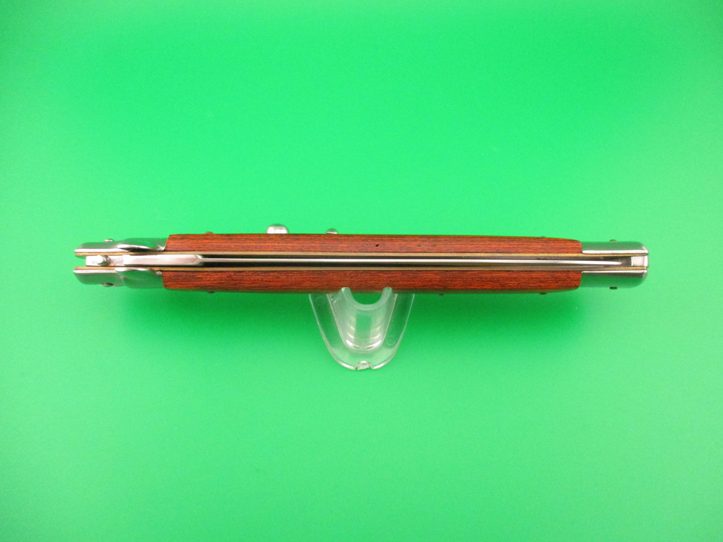 AKC MADE IN ITALY STAINLESS STEEL 33cm Italian wood swivel bolster switchblade