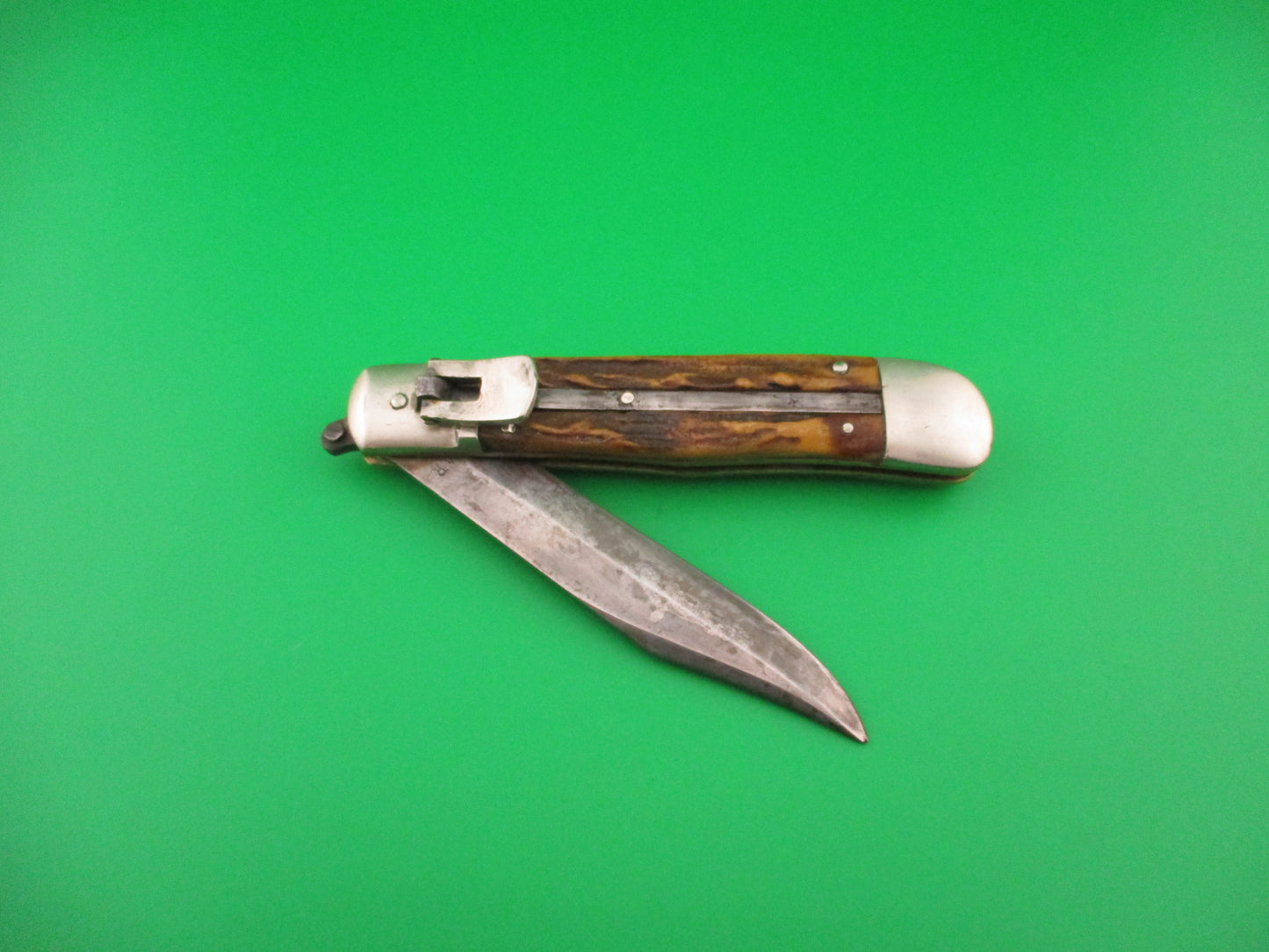 KA-BAR Lever Stag transitional 1930s vintage switchblade knife