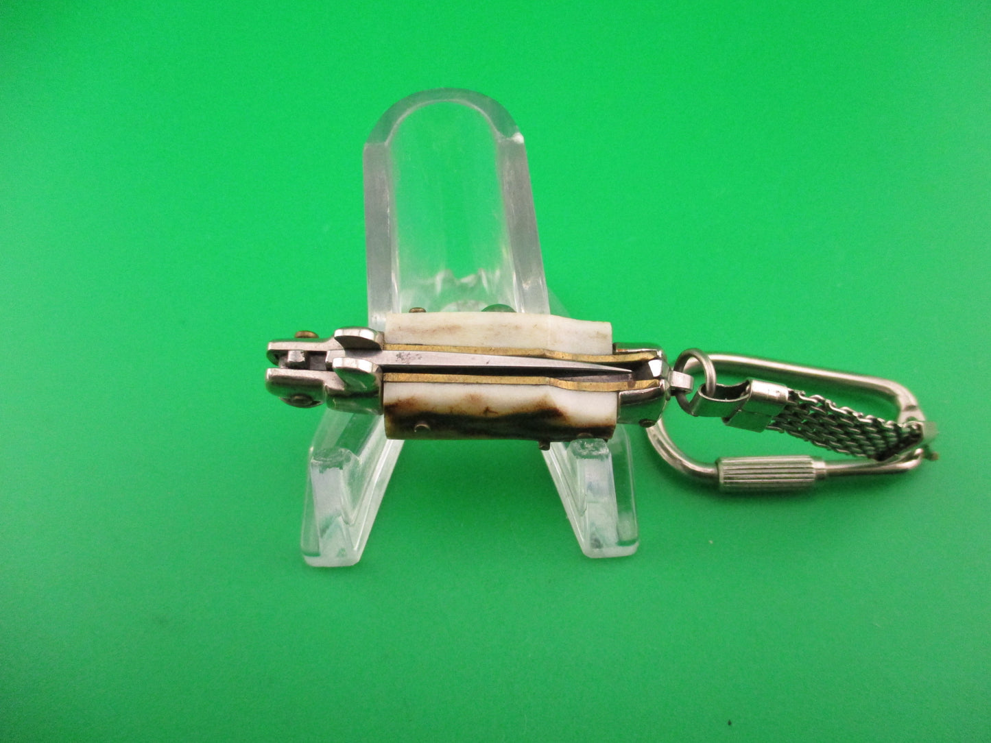 INOX 7cm Italian Mini Picklock Stag 4 pin vintage automatic keychain knife