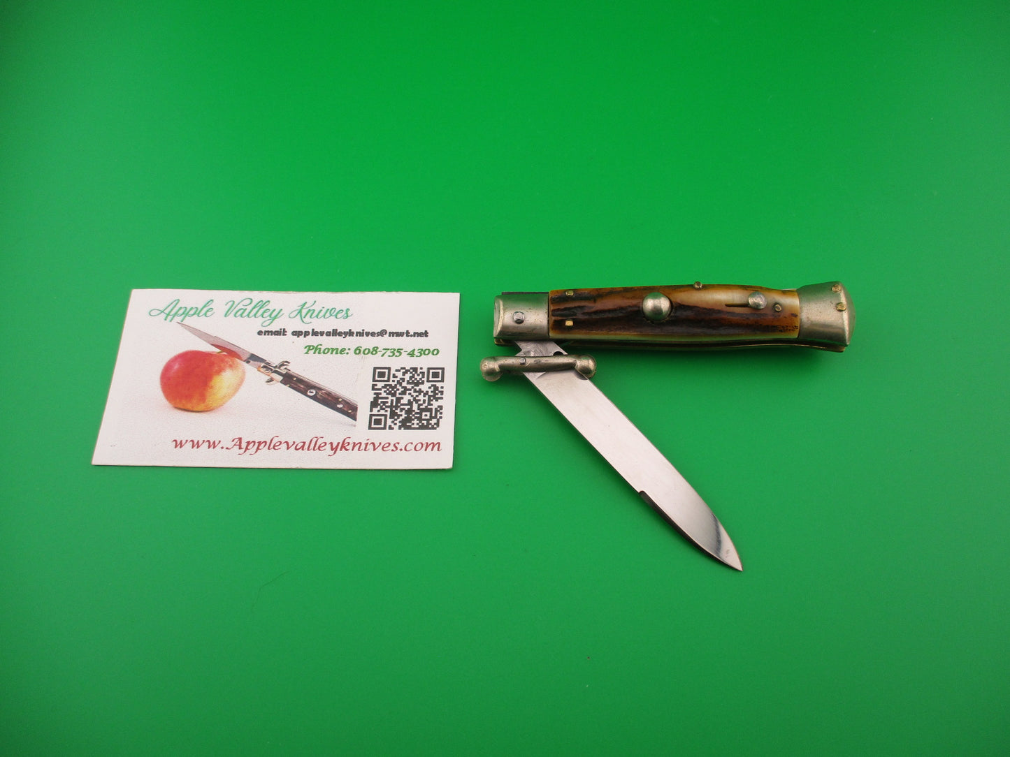 Inox PATENT 16cm Italian Swing Guard Stag 1960s vintage automatic knife