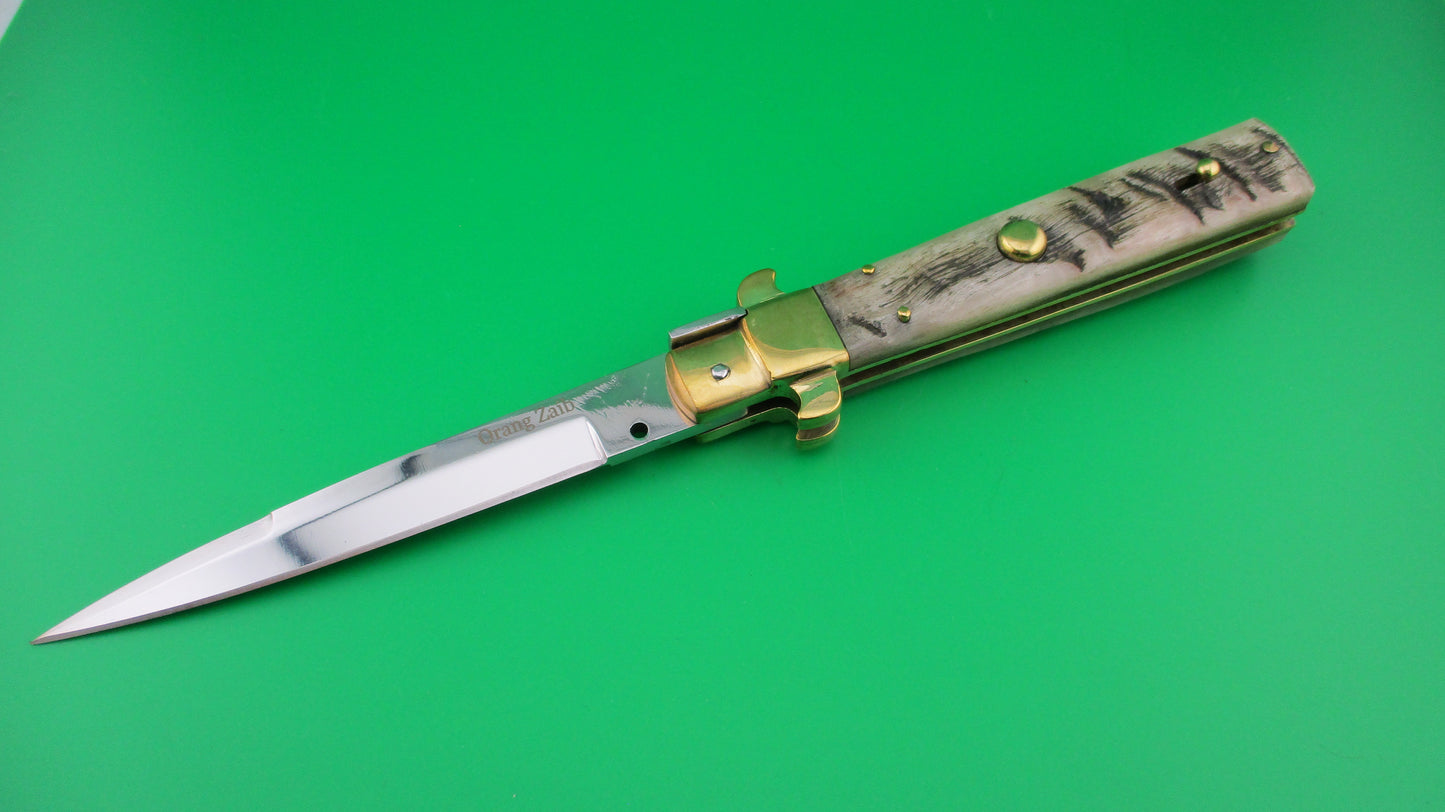 Custom Frosolone Style Rams Horn 25cm Picklock Automatic knife by Orang Zaib