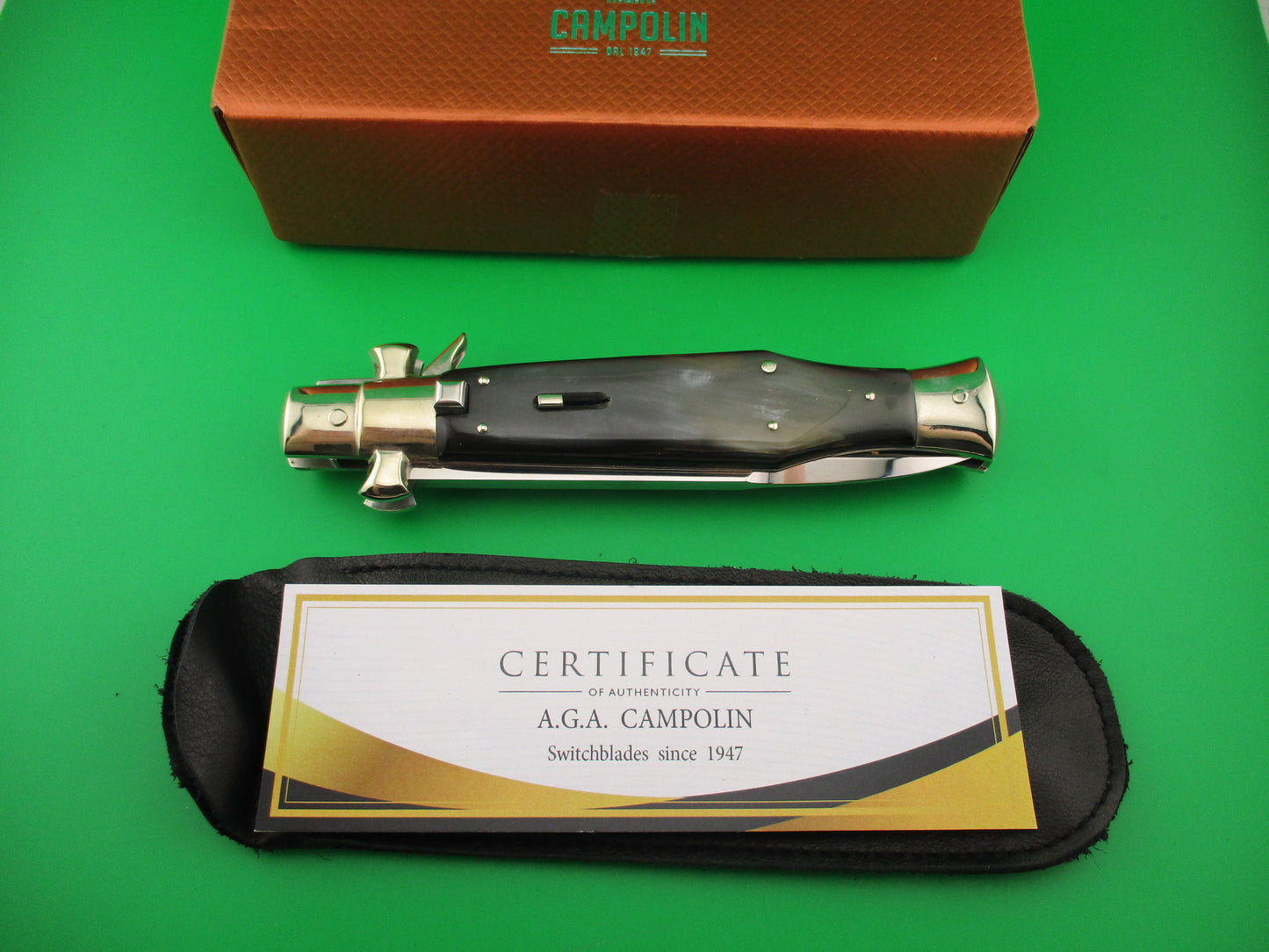AGA CAMPOLIN 29cm Italian BLACK WIDOW Fulcrum Wasp Square button horn automatic knife