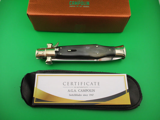AGA CAMPOLIN 29cm Italian BLACK WIDOW Fulcrum Wasp Square button horn automatic knife