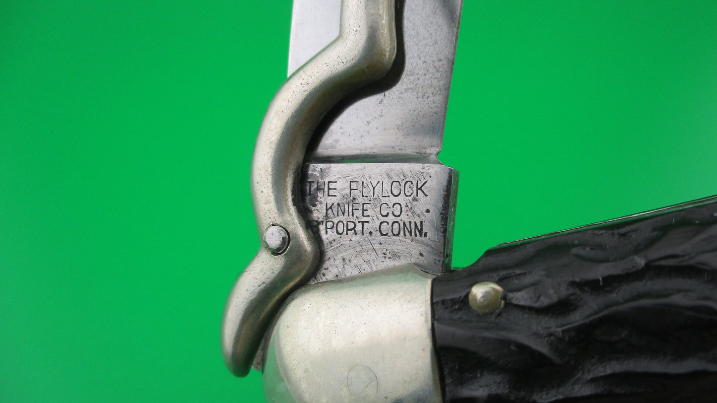 Flylock Vintage Hunter Lazy W folding guards Antique automatic knife