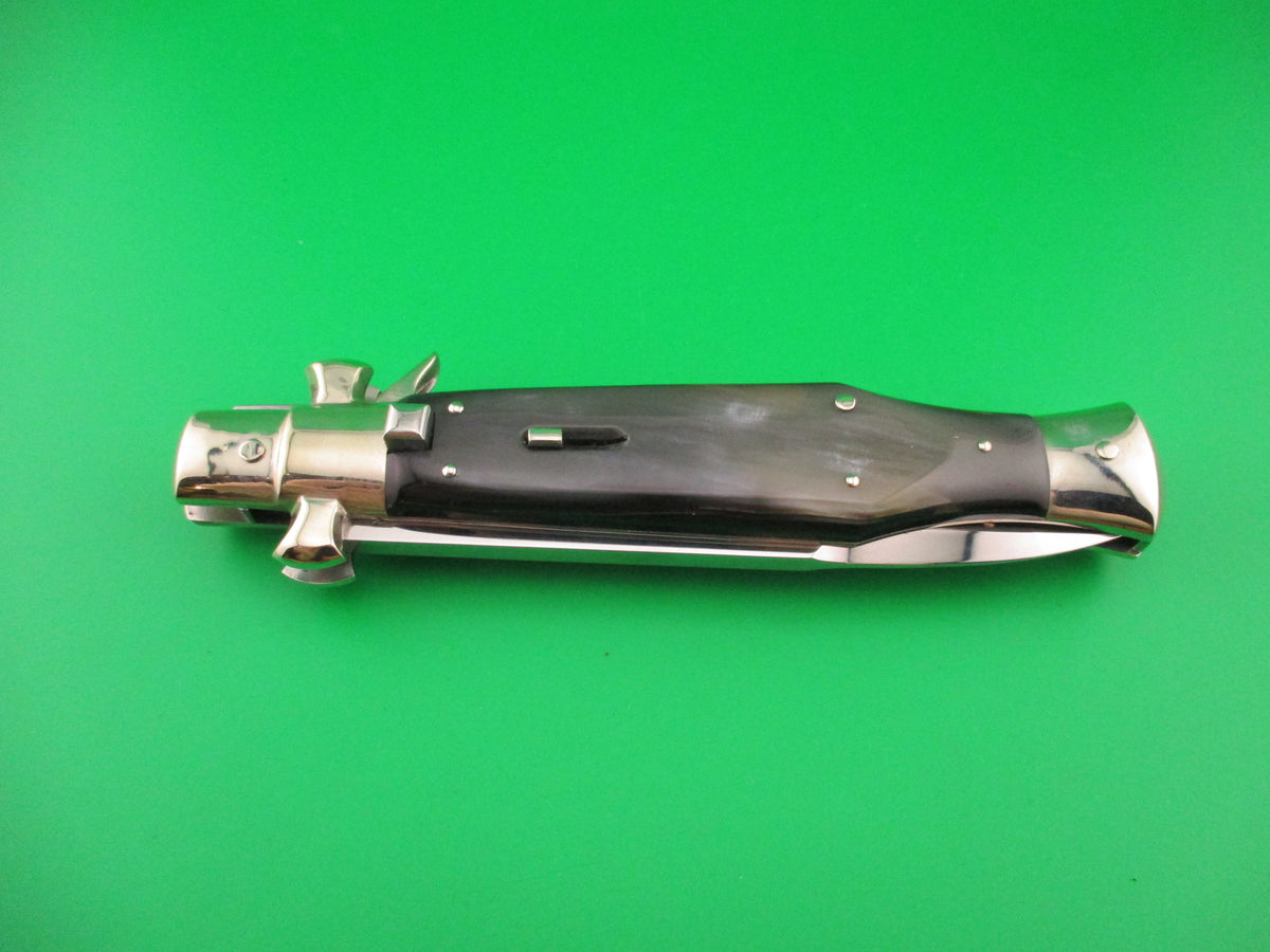 AGA CAMPOLIN 29cm Italian BLACK WIDOW Fulcrum Wasp Square button horn automatic knife