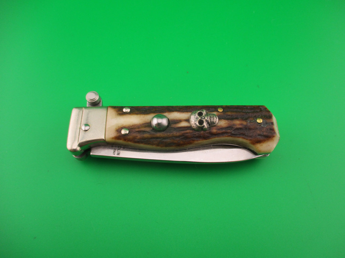 AGA CAMPOLIN 2019 17cm Italian Customized Piccolo Stag w Skull automatic knife