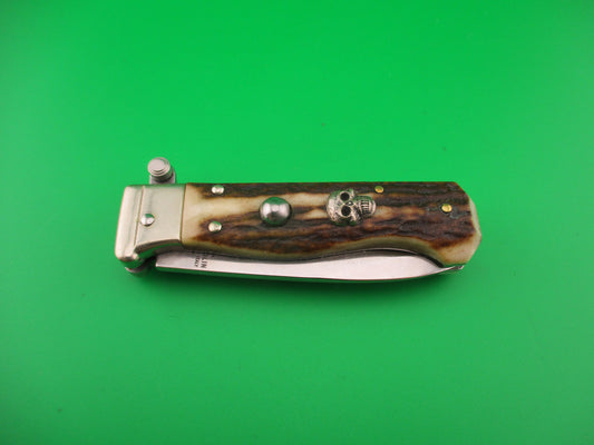 AGA CAMPOLIN 2019 17cm Italian Customized Piccolo Stag w Skull automatic knife